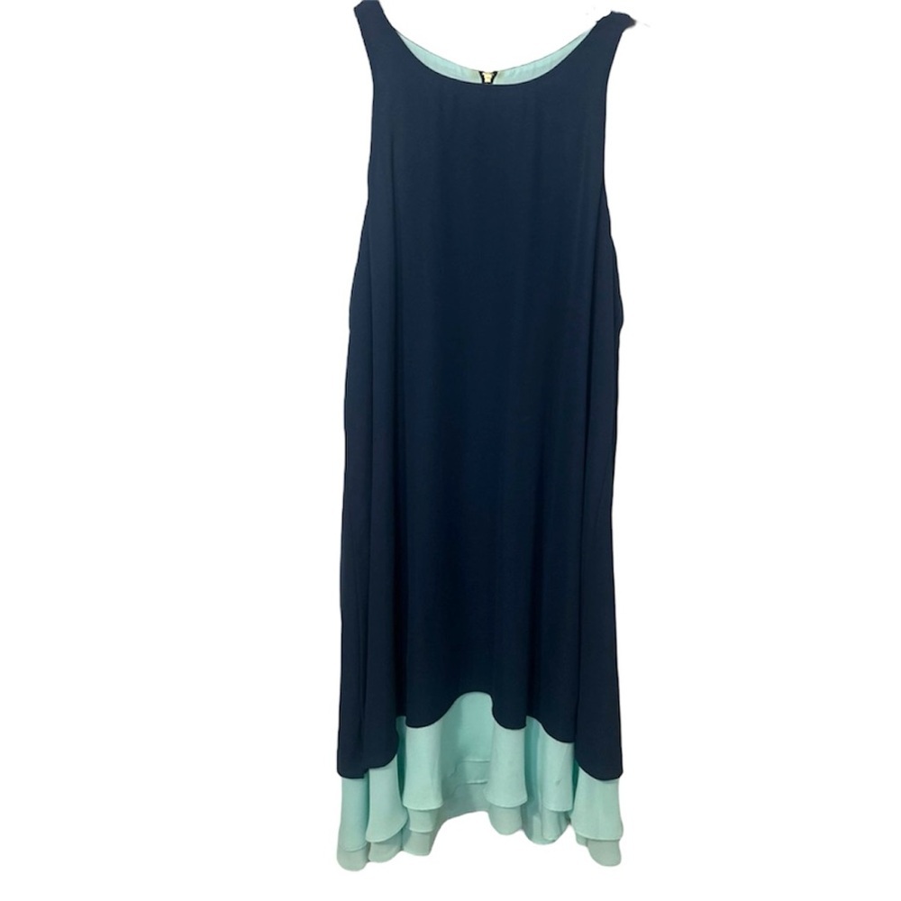 Elegant Navy and Mint Sleeveless Dress